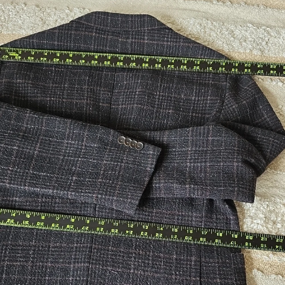 Boss Black & Brown Textured Plaid Blazer -Two-Button Coat Unisex 40S